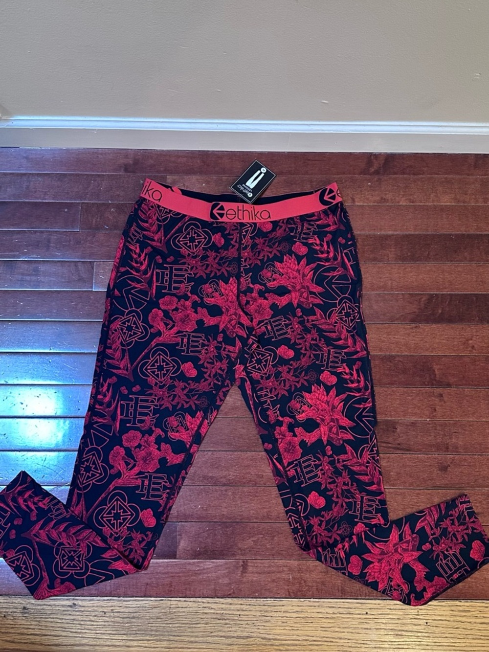 Ethika Heat Seeker Black & Red Floral Print Leggings
